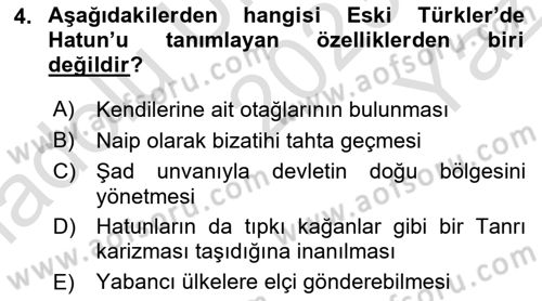 Türk İdare Tarihi Dersi 2023 - 2024 Yılı Yaz Okulu Sınav Soruları 4. Soru