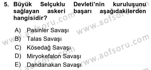 Türk İdare Tarihi Dersi 2023 - 2024 Yılı Yaz Okulu Sınav Soruları 5. Soru