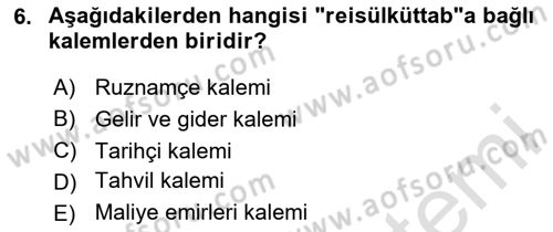 Türk İdare Tarihi Dersi 2023 - 2024 Yılı Yaz Okulu Sınav Soruları 6. Soru