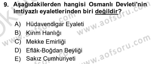 Türk İdare Tarihi Dersi 2023 - 2024 Yılı Yaz Okulu Sınav Soruları 9. Soru