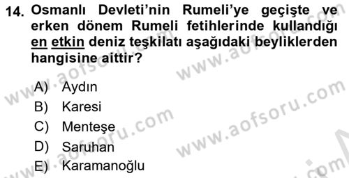 Türk İdare Tarihi Dersi Ara Sınavı Deneme Sınav Soruları 14. Soru