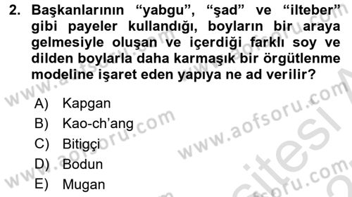 Türk İdare Tarihi Dersi Ara Sınavı Deneme Sınav Soruları 2. Soru