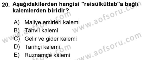 Türk İdare Tarihi Dersi Ara Sınavı Deneme Sınav Soruları 20. Soru