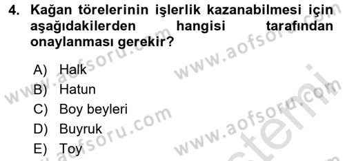 Türk İdare Tarihi Dersi Ara Sınavı Deneme Sınav Soruları 4. Soru