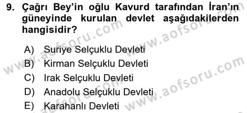 Türk İdare Tarihi Dersi Ara Sınavı Deneme Sınav Soruları 9. Soru