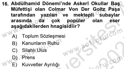 Türk İdare Tarihi Dersi 2024 - 2025 Yılı (Final) Dönem Sonu Sınav Soruları 16. Soru