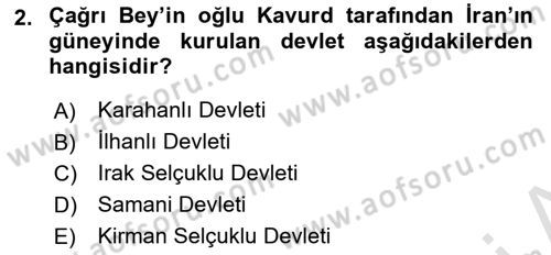 Türk İdare Tarihi Dersi 2024 - 2025 Yılı (Final) Dönem Sonu Sınav Soruları 2. Soru
