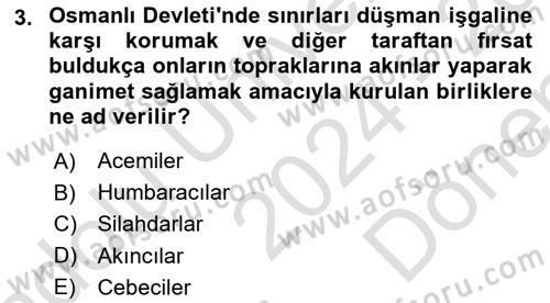 Türk İdare Tarihi Dersi 2024 - 2025 Yılı (Final) Dönem Sonu Sınav Soruları 3. Soru