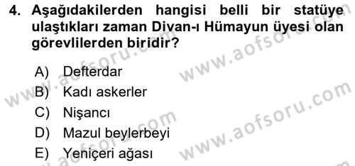 Türk İdare Tarihi Dersi 2024 - 2025 Yılı (Final) Dönem Sonu Sınav Soruları 4. Soru