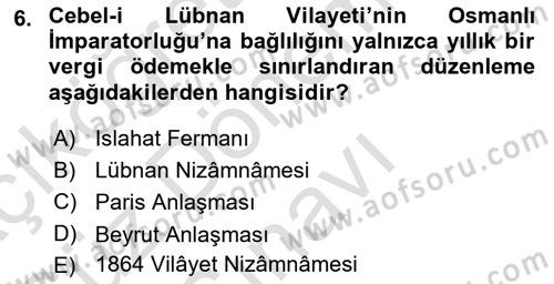 Türk İdare Tarihi Dersi 2024 - 2025 Yılı (Final) Dönem Sonu Sınav Soruları 6. Soru