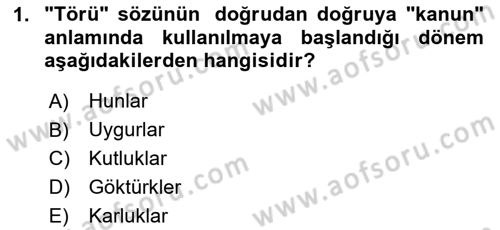 Türk İdare Tarihi Dersi 2024 - 2025 Yılı Yaz Okulu Sınav Soruları 1. Soru