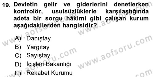 Türk İdare Tarihi Dersi 2024 - 2025 Yılı Yaz Okulu Sınav Soruları 19. Soru