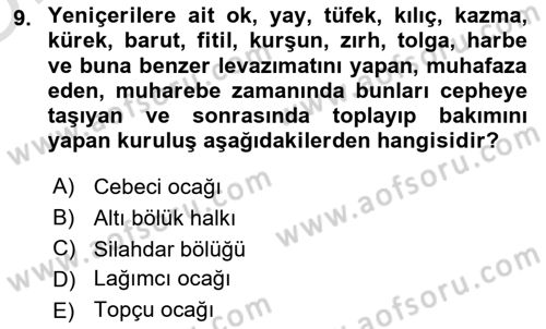 Türk İdare Tarihi Dersi 2024 - 2025 Yılı Yaz Okulu Sınav Soruları 9. Soru