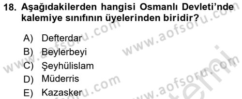 Türk İdare Tarihi Dersi 2025 - 2026 Yılı (Vize) Ara Sınav Soruları 18. Soru
