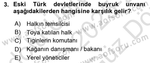 Türk İdare Tarihi Dersi 2025 - 2026 Yılı (Vize) Ara Sınav Soruları 3. Soru