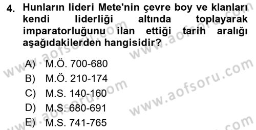 Türk İdare Tarihi Dersi 2025 - 2026 Yılı (Vize) Ara Sınav Soruları 4. Soru