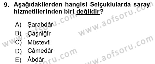 Türk İdare Tarihi Dersi 2025 - 2026 Yılı (Vize) Ara Sınav Soruları 9. Soru