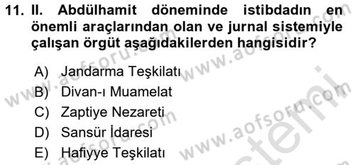 Türk İdare Tarihi Dersi 2025 - 2026 Yılı (Final) Dönem Sonu Sınav Soruları 11. Soru