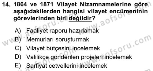 Türk İdare Tarihi Dersi 2025 - 2026 Yılı (Final) Dönem Sonu Sınav Soruları 14. Soru