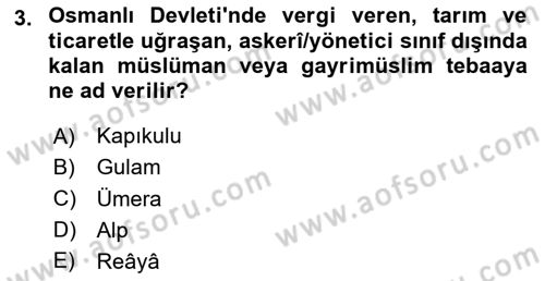 Türk İdare Tarihi Dersi 2025 - 2026 Yılı (Final) Dönem Sonu Sınav Soruları 3. Soru