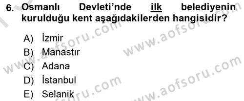 Türk İdare Tarihi Dersi 2025 - 2026 Yılı (Final) Dönem Sonu Sınav Soruları 6. Soru