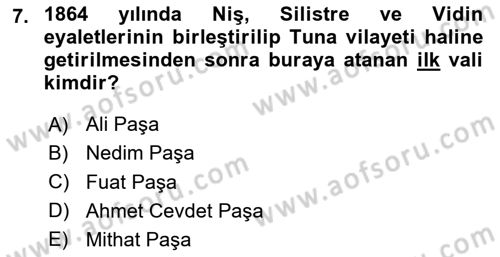 Türk İdare Tarihi Dersi 2025 - 2026 Yılı (Final) Dönem Sonu Sınav Soruları 7. Soru