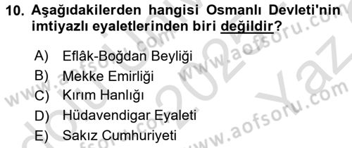 Türk İdare Tarihi Dersi 2025 - 2026 Yılı Yaz Okulu Sınav Soruları 10. Soru