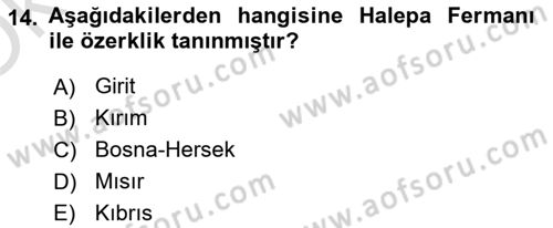 Türk İdare Tarihi Dersi 2025 - 2026 Yılı Yaz Okulu Sınav Soruları 14. Soru
