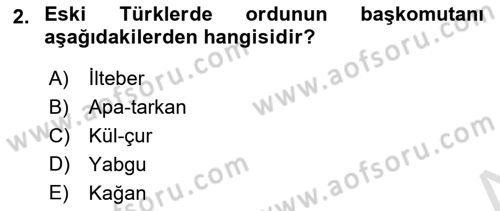 Türk İdare Tarihi Dersi 2025 - 2026 Yılı Yaz Okulu Sınav Soruları 2. Soru