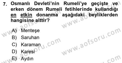 Türk İdare Tarihi Dersi 2025 - 2026 Yılı Yaz Okulu Sınav Soruları 7. Soru