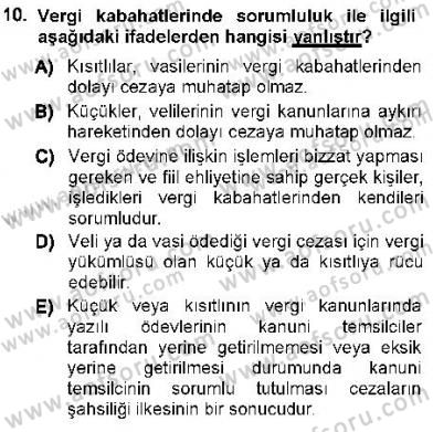 Vergi Ceza Hukuku Dersi 2012 - 2013 Yılı (Vize) Ara Sınav Soruları 10. Soru