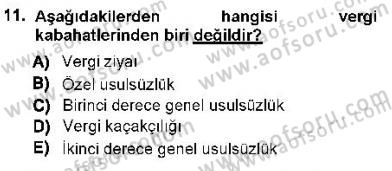 Vergi Ceza Hukuku Dersi 2012 - 2013 Yılı (Vize) Ara Sınav Soruları 11. Soru