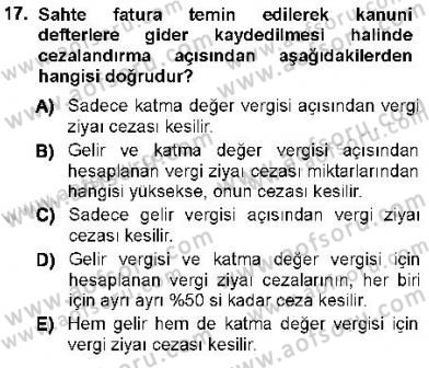 Vergi Ceza Hukuku Dersi 2012 - 2013 Yılı (Vize) Ara Sınav Soruları 17. Soru