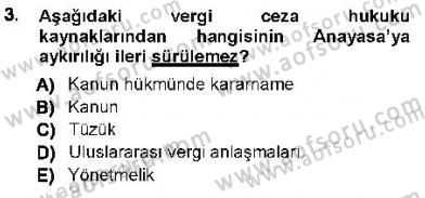Vergi Ceza Hukuku Dersi 2012 - 2013 Yılı (Vize) Ara Sınav Soruları 3. Soru