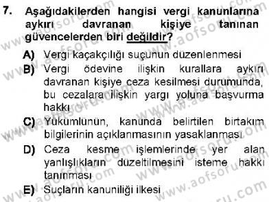 Vergi Ceza Hukuku Dersi 2012 - 2013 Yılı (Vize) Ara Sınav Soruları 7. Soru