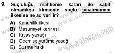 Vergi Ceza Hukuku Dersi 2012 - 2013 Yılı (Vize) Ara Sınav Soruları 9. Soru