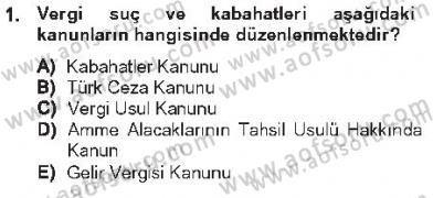 Vergi Ceza Hukuku Dersi 2012 - 2013 Yılı Tek Ders Sınav Soruları 1. Soru