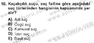 Vergi Ceza Hukuku Dersi 2012 - 2013 Yılı Tek Ders Sınav Soruları 10. Soru