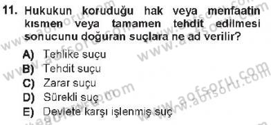 Vergi Ceza Hukuku Dersi 2012 - 2013 Yılı Tek Ders Sınav Soruları 11. Soru