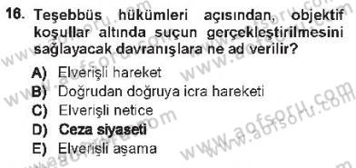 Vergi Ceza Hukuku Dersi 2012 - 2013 Yılı Tek Ders Sınav Soruları 16. Soru