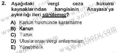 Vergi Ceza Hukuku Dersi 2012 - 2013 Yılı Tek Ders Sınav Soruları 2. Soru