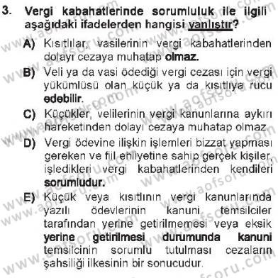 Vergi Ceza Hukuku Dersi 2012 - 2013 Yılı Tek Ders Sınav Soruları 3. Soru
