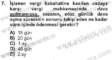 Vergi Ceza Hukuku Dersi 2012 - 2013 Yılı Tek Ders Sınav Soruları 7. Soru