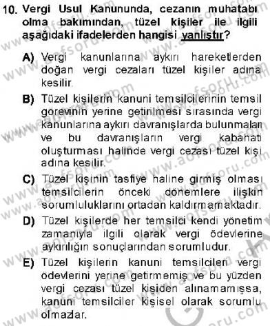 Vergi Ceza Hukuku Dersi Ara Sınavı Deneme Sınav Soruları 10. Soru