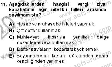 Vergi Ceza Hukuku Dersi Ara Sınavı Deneme Sınav Soruları 11. Soru
