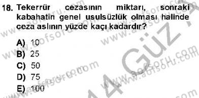Vergi Ceza Hukuku Dersi 2013 - 2014 Yılı (Vize) Ara Sınav Soruları 18. Soru