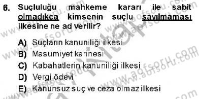 Vergi Ceza Hukuku Dersi Ara Sınavı Deneme Sınav Soruları 6. Soru