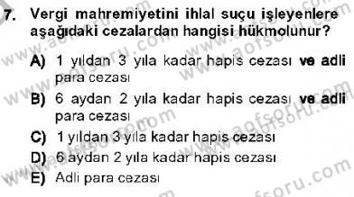 Vergi Ceza Hukuku Dersi Ara Sınavı Deneme Sınav Soruları 7. Soru