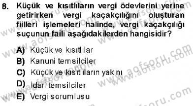 Vergi Ceza Hukuku Dersi Ara Sınavı Deneme Sınav Soruları 8. Soru