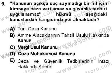 Vergi Ceza Hukuku Dersi 2013 - 2014 Yılı (Vize) Ara Sınav Soruları 9. Soru